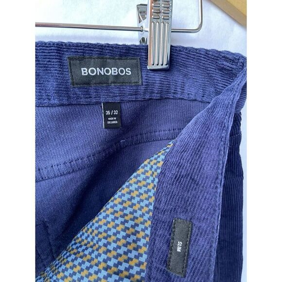 Bonobos Men’s 35x32 Slim Fit Corduroy Pants Blue Modern Preppy Stretch Casual Ex - Picture 5 of 10